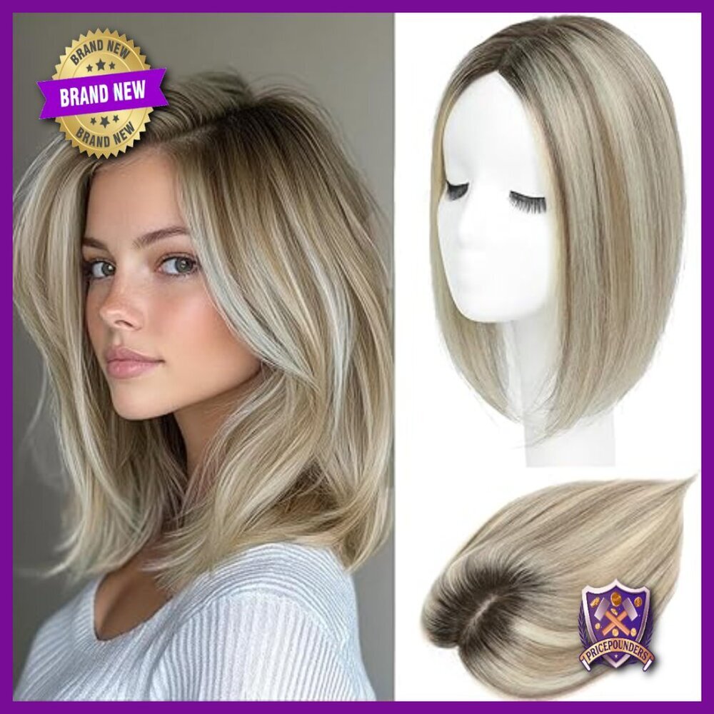 12 Inch Real Human Hair Topper Mono Base 4.6x4 Inch No Bangs Volume